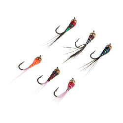 6x Mouche de Pêche Leurre de Pêche Mouche Sèche Artificielle Flottante Nymphe Noyée Streamer pour Pêcher à la Mouche Truite Brochet Bass