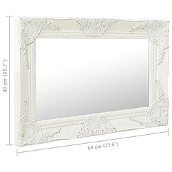 vidaXL Miroir mural style baroque 60x40 cm Blanc pas cher