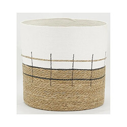 Aubry Gaspard Cache-pots en jonc naturel et blanc (lot de 4).