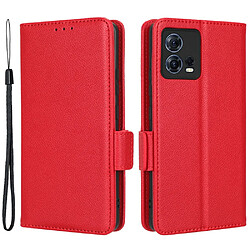 Etui en PU texture litchi, fermoir magnétique double avec support pour votre Motorola Edge 30 Fusion 5G/Moto S30 Pro 5G - rouge