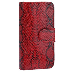 Wewoo Housse Étui rouge pour iPhone 5 et 5s SE SE en cuir de texture de peau de serpent de bascule horizontale avec des fentes de carte de crédit