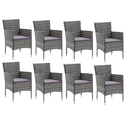 Avis Maison Chic Ensemble à manger d'extérieur 9 pcs avec coussins,Salon de jardin,Mobilier de jardin Résine tressée Gris -GKD272961