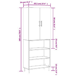 vidaXL Buffet haut Sonoma gris 69,5x34x180 cm Bois d'ingénierie pas cher