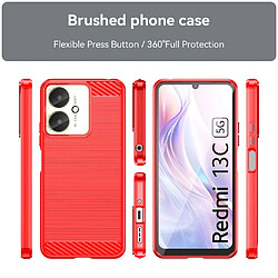 Htdmobiles Coque pour Xiaomi Redmi 13C / Poco C65 / Poco M6 5G - housse etui silicone gel carbone + verre trempe - ROUGE