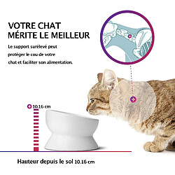 Avis YYHY Gamelle surélevée pour chat de 444ml,gamelle inclinée pour nourriture et eau,bol d'eau en céramique,étanche,motif patte de chat,Blanc