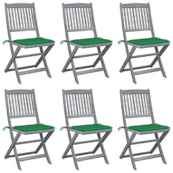 vidaXL Chaises pliables d'extérieur lot de 6 et coussins Bois d'acacia