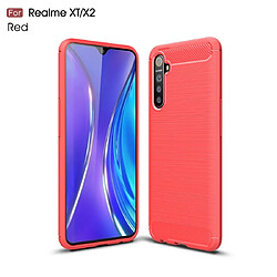 Wewoo Coque Souple Pour Realme XT en TPU fibre de carbone rouge