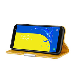 Acheter Wewoo Housse Coque Pour Galaxy J6 2018 Etui à rabat horizontal en cuir à texture litchi avec support et fentes cartes jaune