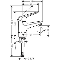 Hansgrohe - Robinet de lave-mains Novus 70 eau froide sans tirette ni vidage finition chromé