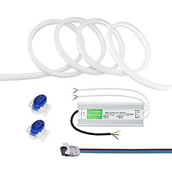 Ledkia Kit Ruban Néon LED 24V DC 120LED/m 5m IP65 avec Bloc d'Alimentation Blanc chaud