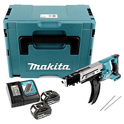 Makita DFR 750 RFJ Visseuse automatique à Magasin sans fil 18V 45-75mm + 2x Batteries 3,0Ah + Chargeur + Coffret Makpac