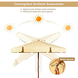 Acheter Helloshop26 Parasol inclinable diamètre 300cm avec manivelle anti-uv protection solaire toile polyester imperméable beige 20_0009027