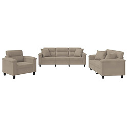 Maison Chic Ensemble de canapés 3 pcs avec coussins, Canapé droit Sofa pour Salon Taupe Tissu microfibre -GKD337463