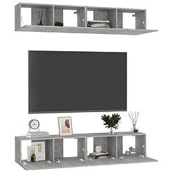 Avis Maison Chic Meubles TV 4 pcs | Banc TV Moderne pour salon | Meuble de Rangement Gris béton 80x30x30 cm Aggloméré -MN93388