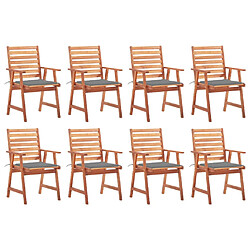 vidaXL Chaises à manger d'extérieur lot de 8 et coussins Acacia massif