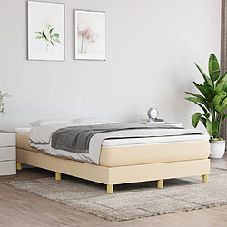 vidaXL Sommier à lattes de lit avec matelas Crème 120x200 cm Tissu