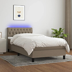 Sommier à lattes LED,Cadre à lattes de lit avec matelas pour Adulte Taupe 90x190 cm Tissu -MN67426