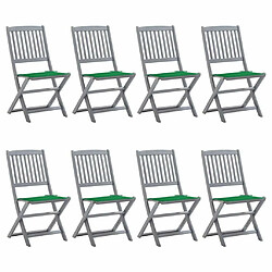 vidaXL Chaises pliables d'extérieur 8 pcs avec coussins Bois d'acacia