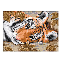 Avis kit de point de croix estampé broderie motif tigre pré-imprimé 14ct 29 x 21cm