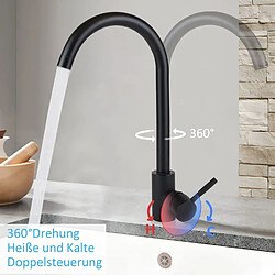 Acheter NETTLIFE Robinet de Cuisine Noir - Mitigeur Pivotant à 360° en Acier Inoxydable Robinet d'Évier Haute Pression Robinet de Cuisine Eau Froide et Chaude Mitigeur Monocommande pour Évier Jardin