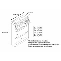 Acheter Mpc Meuble à Chaussures Blanc Mat Et Aspect Chêne (lxhxp) : 89 X 128 X 23 Cm