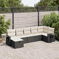 vidaXL Salon de jardin 7 pcs avec coussins noir résine tressée