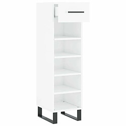 Maison Chic Armoire à chaussure 30x35x105 cm,Meuble à Chaussures Blanc brillant Bois ingénierie -MN92230 pas cher