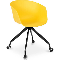 ICONIK INTERIOR Joan Chaise de bureau design avec roues Jaune