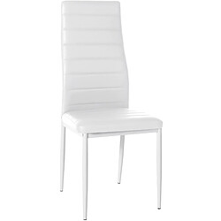 Decoshop26 Chaise de salle à manger x1 design simple en PVC blanc avec couture décorative cadre en métal blanc 10_0002053