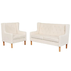 Maison Chic Ensemble de canapés 2 pcs, Canapé droit Sofa pour Salon tissu blanc crème -GKD398565