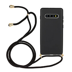 Coque en TPU doux avec dragonne noir pour votre Samsung Galaxy S10