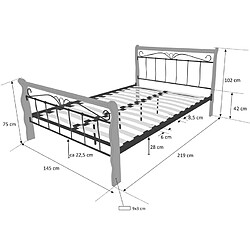 Avis Homestyle4U Design metal lit double 180 x 200 cadre de lit lattes bois neuf