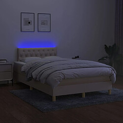 Acheter Maison Chic Lit adulte- Lit + matelas,Sommier à lattes de lit avec matelas LED Crème 120x200 cm Tissu -GKD21713