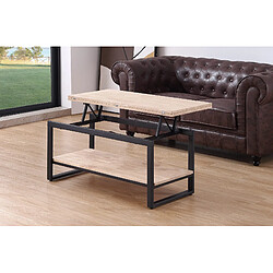 Avis Pegane Table basse relevable et extensible en bois de chêne avec pieds en métal noir-Longueur 100 x Profondeur 45-90 x Hauteur 47-62 cm