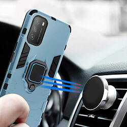 Avizar Coque Xiaomi Poco M3 / Redmi 9T Hybride Antichoc Bague Métallique Support bleu pas cher