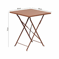 Acheter Mes Table de jardin carrée pliable en métal terracotta - BACA