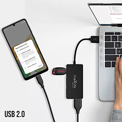 Adaptateur Hub USB vers 4 Ports USB Femelles Câble d'extension 1.5m Maxlife Noir pas cher