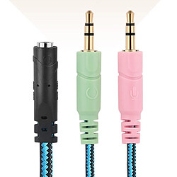 3.5mm 4 Pôles Audio Stéréo Y Séparateur 2 Mâle à 1 Femelle Câble Adaptateur Pour PC pas cher