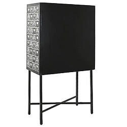 Pegane Meuble de bar, meuble de rangement avec 2 portes en métal noir et blanc - longueur 80 x profondeur 40 x Hauteur 153 cm