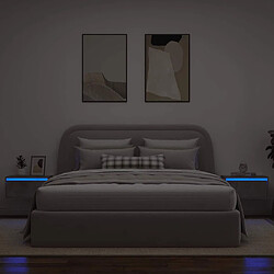 Acheter vidaXL Tables de chevet murales avec lumières LED 2 pcs gris béton