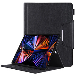 Etui en PU avec support et porte-cartes noir pour votre Apple iPad Pro 12.9 pouces (2021)/(2020)/(2018)