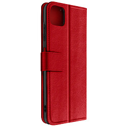 Avizar Housse Samsung Galaxy A22 Aspect Grainé Clapet Portefeuille Stand Vidéo Rouge