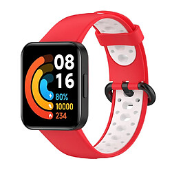 Bracelet en silicone bicolore, sangle respirante, rouge/blanc pour votre Xiaomi Redmi Watch 2