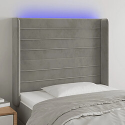 Maison Chic Tête de lit scandinave à LED,meuble de chambre Gris clair 93x16x118/128 cm Velours -MN64358