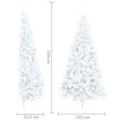 vidaXL Demi-arbre de Noël artificiel pré-éclairé et boules blanc 240cm pas cher