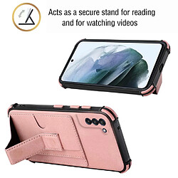 Coque en TPU + PU antichoc, avec béquille pliable, porte-cartes or rose pour votre Samsung Galaxy S21 FE 5G