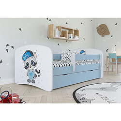 Lit babydreams 2 bleu Raton laveur tiroir et matelas inclus 160/80