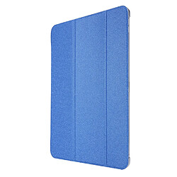 Etui en PU Texture de soie avec support tri-pliure bleu foncé pour votre Apple iPad Pro 12.9 pouces (2021)