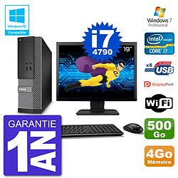 PC Dell 3020 SFF Ecran 19" Intel i7-4790 RAM 4Go Disque 500Go Graveur DVD Wifi W7 - Occasion