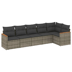 Maison Chic Salon de jardin 6 pcs avec coussins | Ensemble de Table et chaises | Mobilier d'Extérieur gris résine tressée -GKD58247